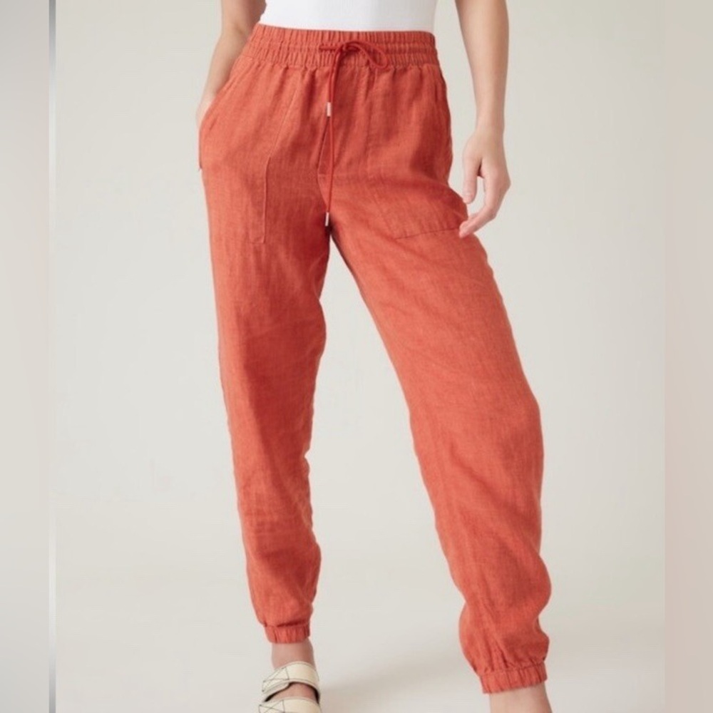 Athleta Retreat Linen Joggers in Soft Persimmon TALL